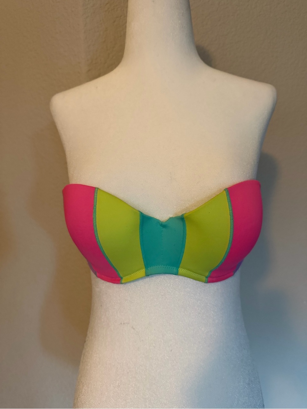 Victoria's Secret Colorblock Strapless Bikini Top - Pink, Lime, Teal